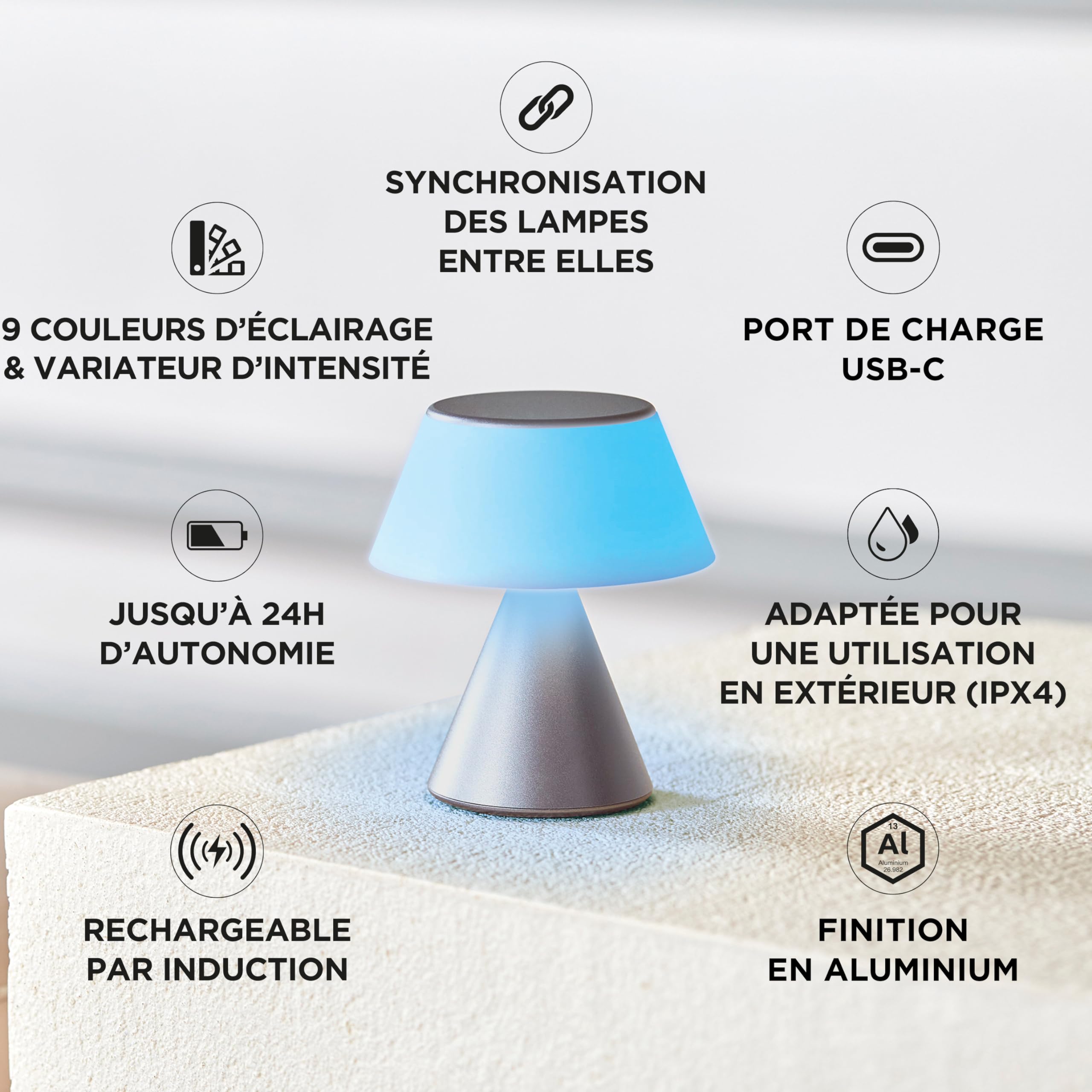 lexon-luma-m-lampe-de-bureau-led-sans-fil-tactile-m-tal-9-couleurs-easysync image 6