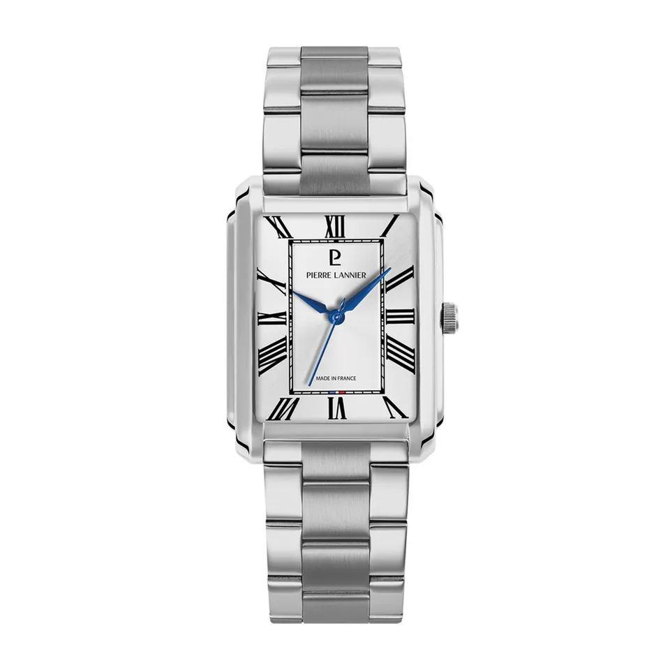 pierre-lannier-empire-montre-rectangulaire-argent-e-cadran-argent-chiffres-romai image 1