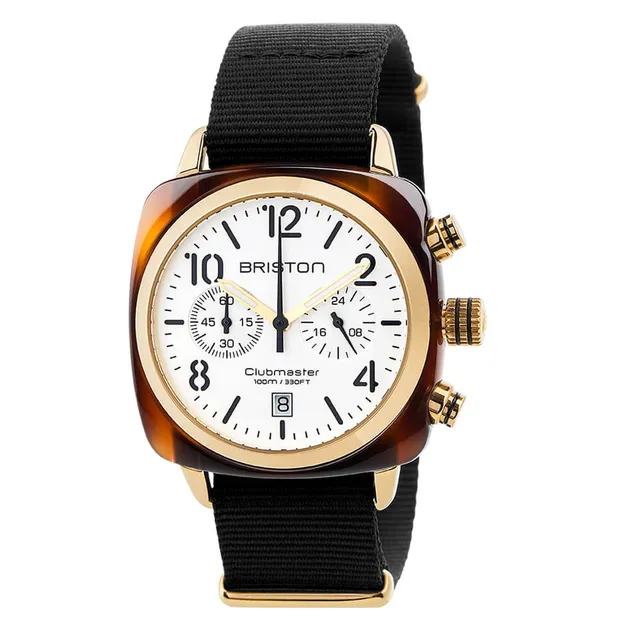 briston-clubmaster-classic-montre-chronographe-40-mm-gold-blanc image 1