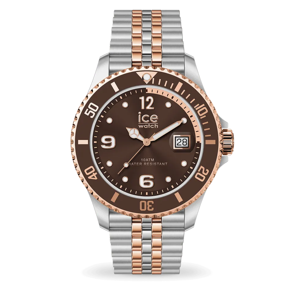 ice-watch-ice-steel-silver-rose-gold-cadran-chocolat-montre-acier image 1