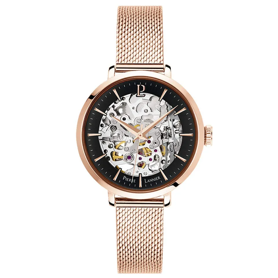 pierre-lannier-313b938-montre-femme-automatique-35-mm-acier-rose image 1