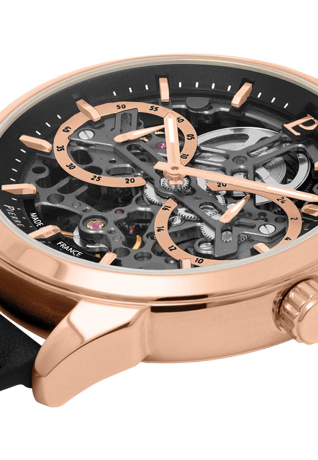 pierre-lannier-monarck-montre-automatique-homme-43-mm-acier-cuir-5-atm image 2