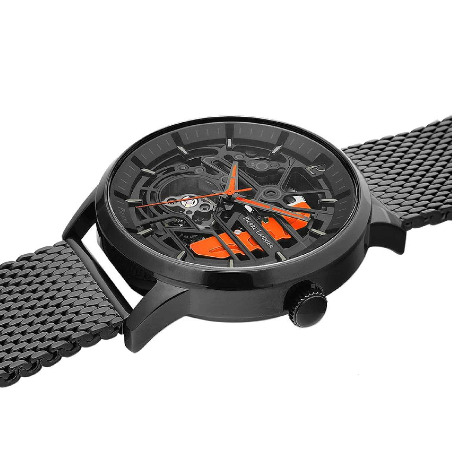 pierre-lannier-paddock-montre-automatique-maille-milanaise-noire image 3