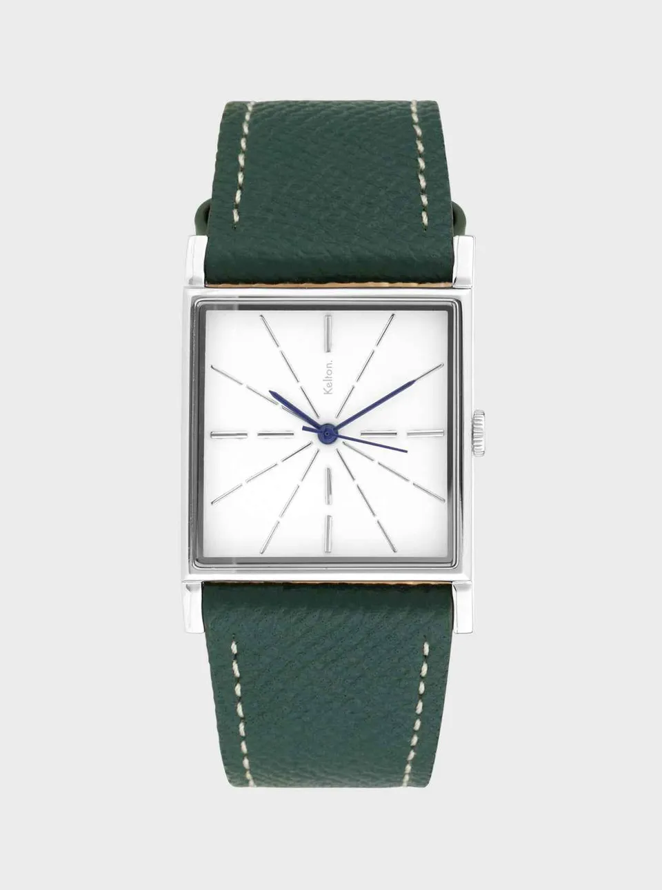 kelton-astre-montre-carr-e-silver-bracelet-epsom-vert image 1