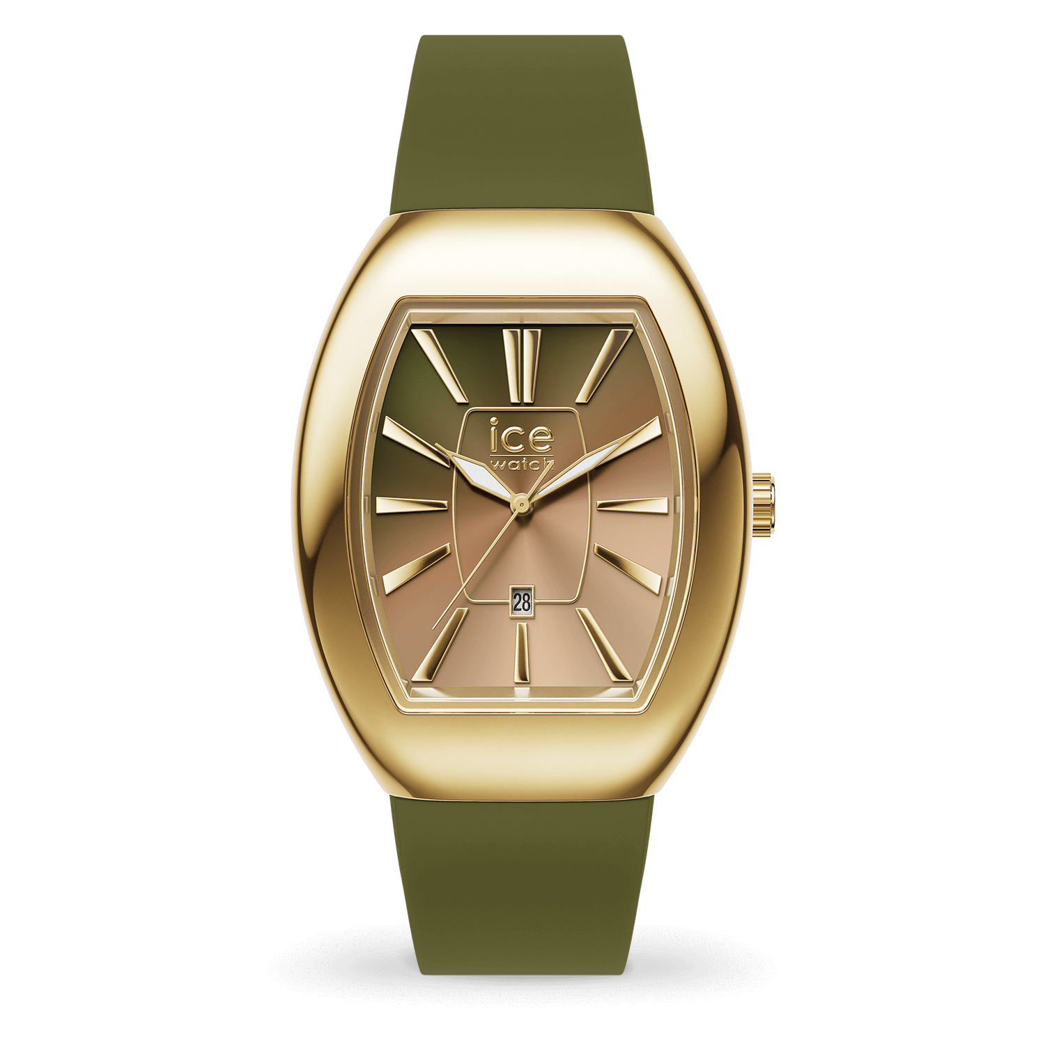 ice-watch-ice-dome-metal-olive-green-montre-femme-silicone-cadran-dor-dateur image 1