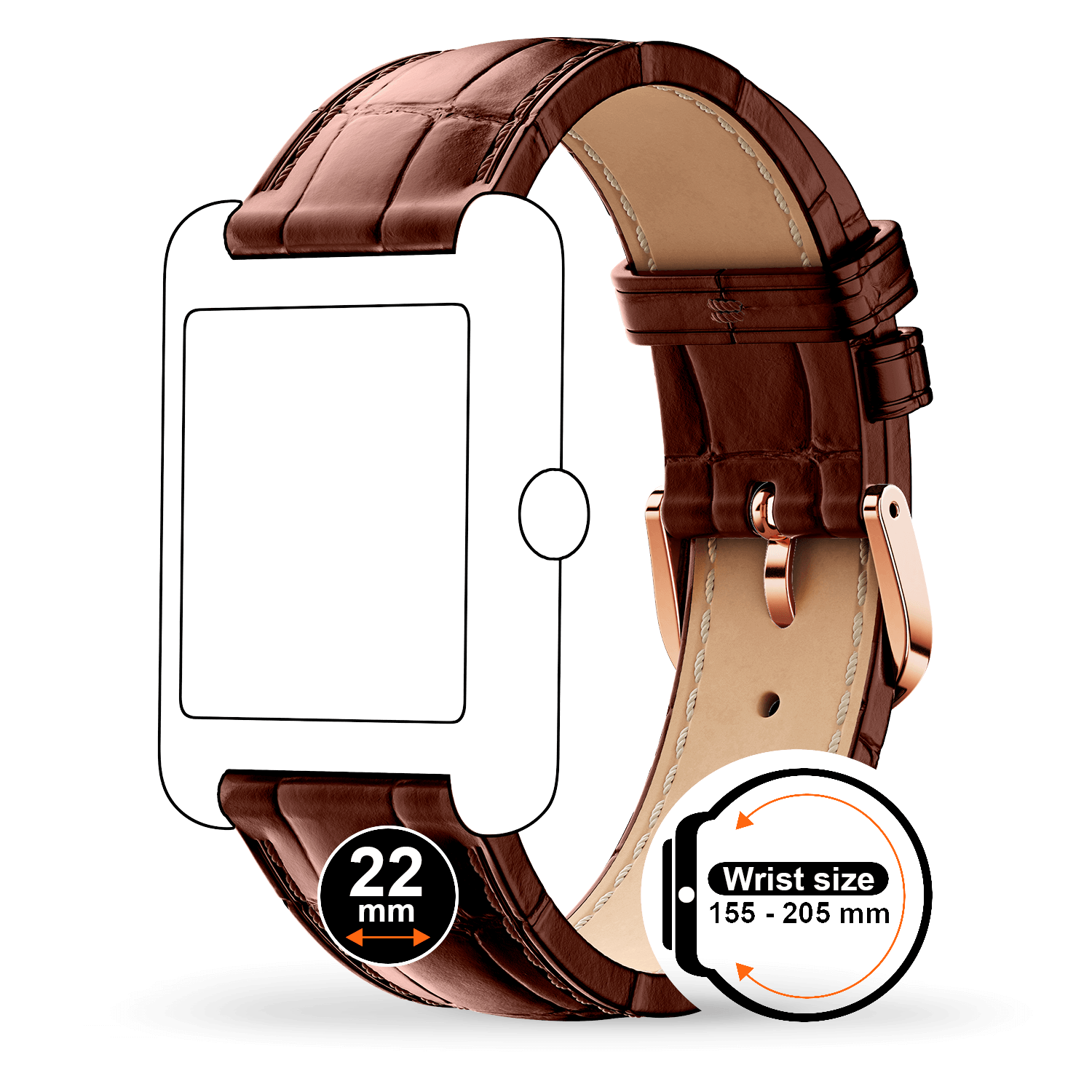 ice-watch-band-leather-22mm-marron-croco-taille-l-pour-ice-smart-tks-2-0 image 2