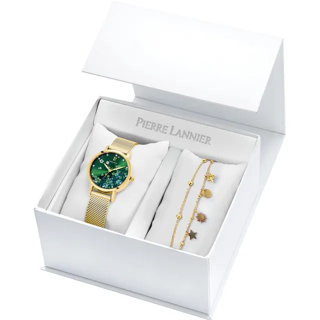 pierre-lannier-tallia-montre-femme-quartz-36-mm-acier-dor-cadran-vert-3-atm image 1