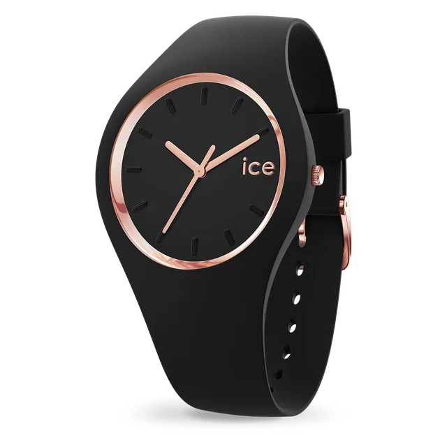 ice-watch-ice-glam-black-rose-gold-montre-femme-silicone image 1