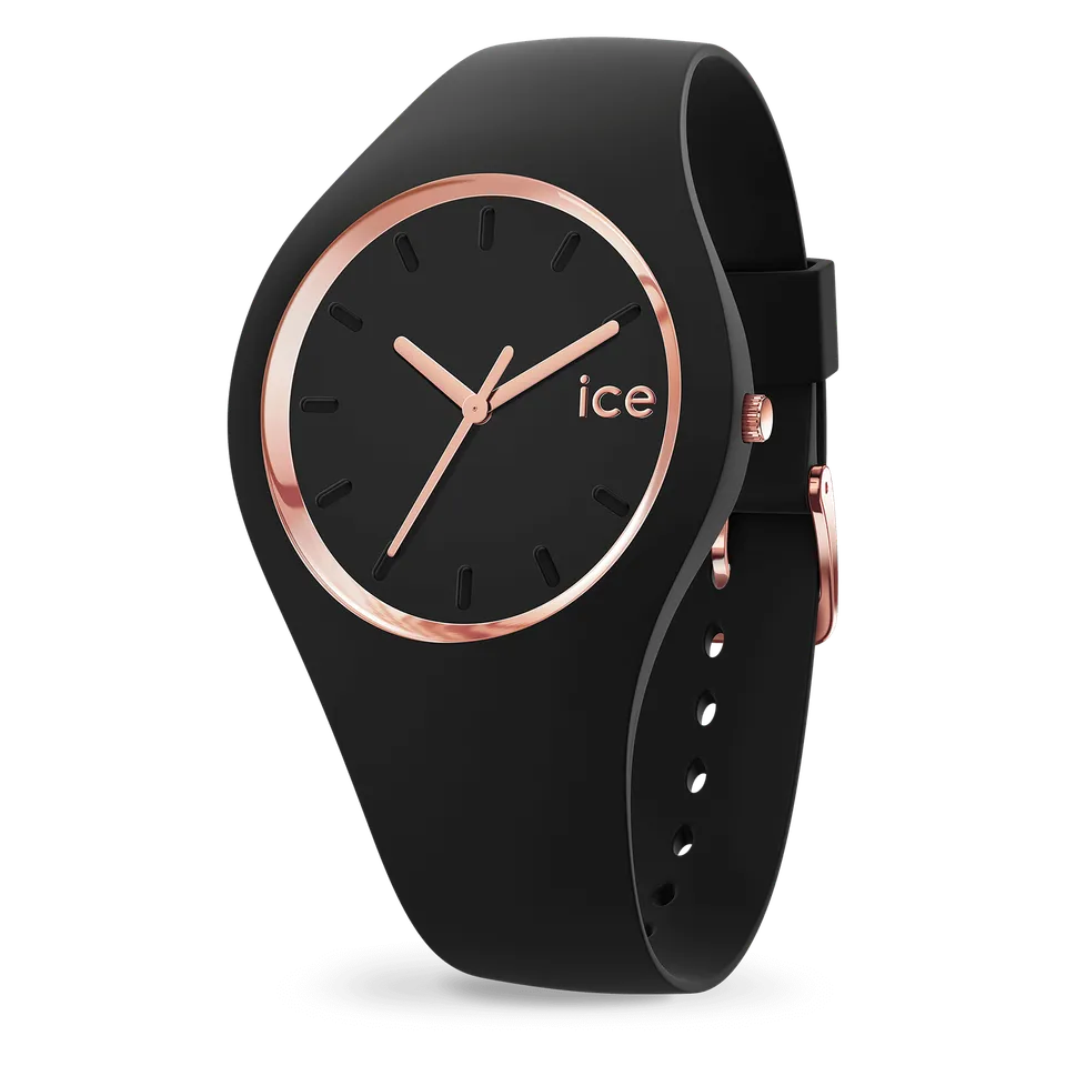 ice-watch-ice-glam-black-rose-gold-montre-femme-silicone image 1