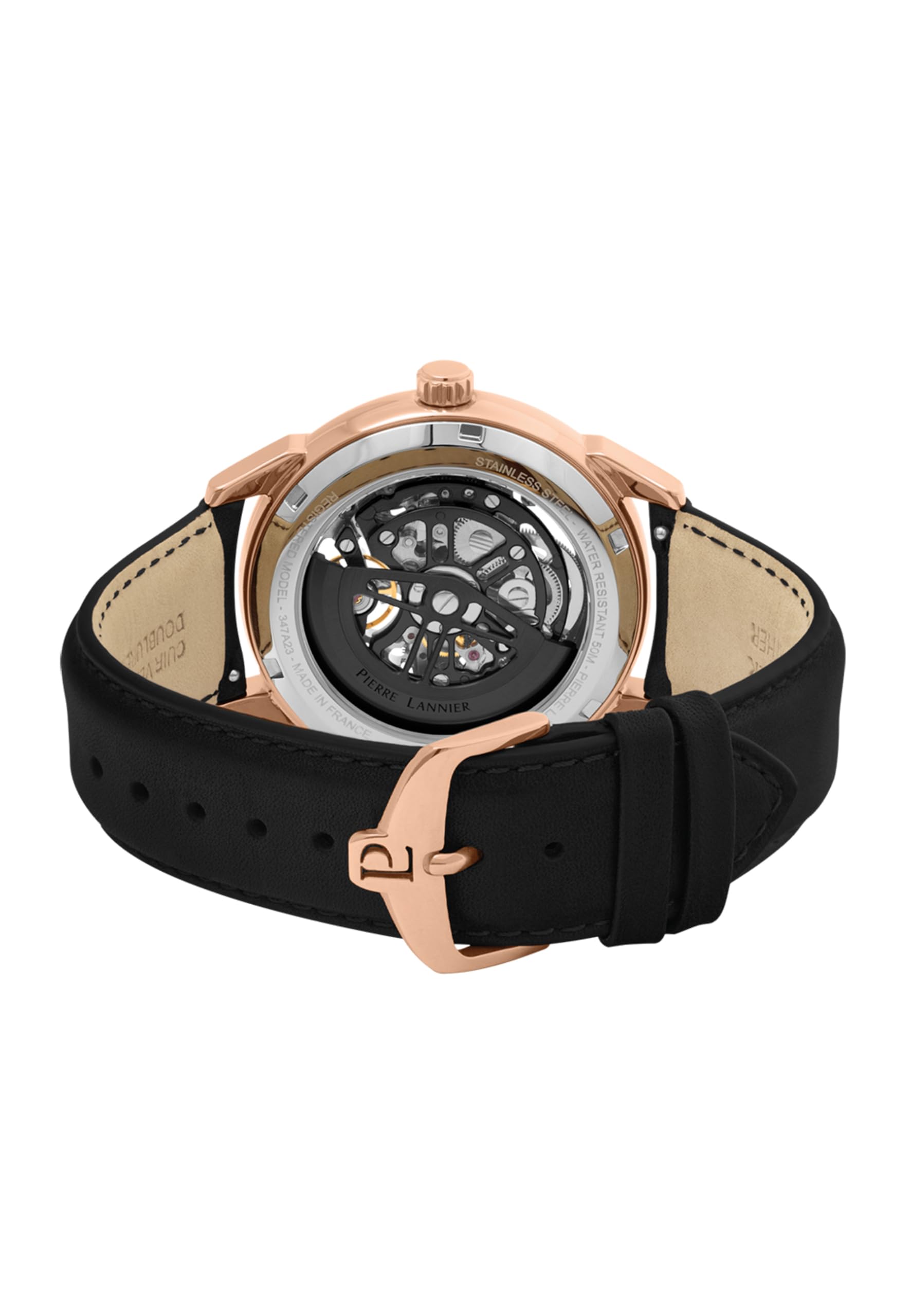 pierre-lannier-monarck-montre-automatique-homme-43-mm-acier-cuir-5-atm image 3