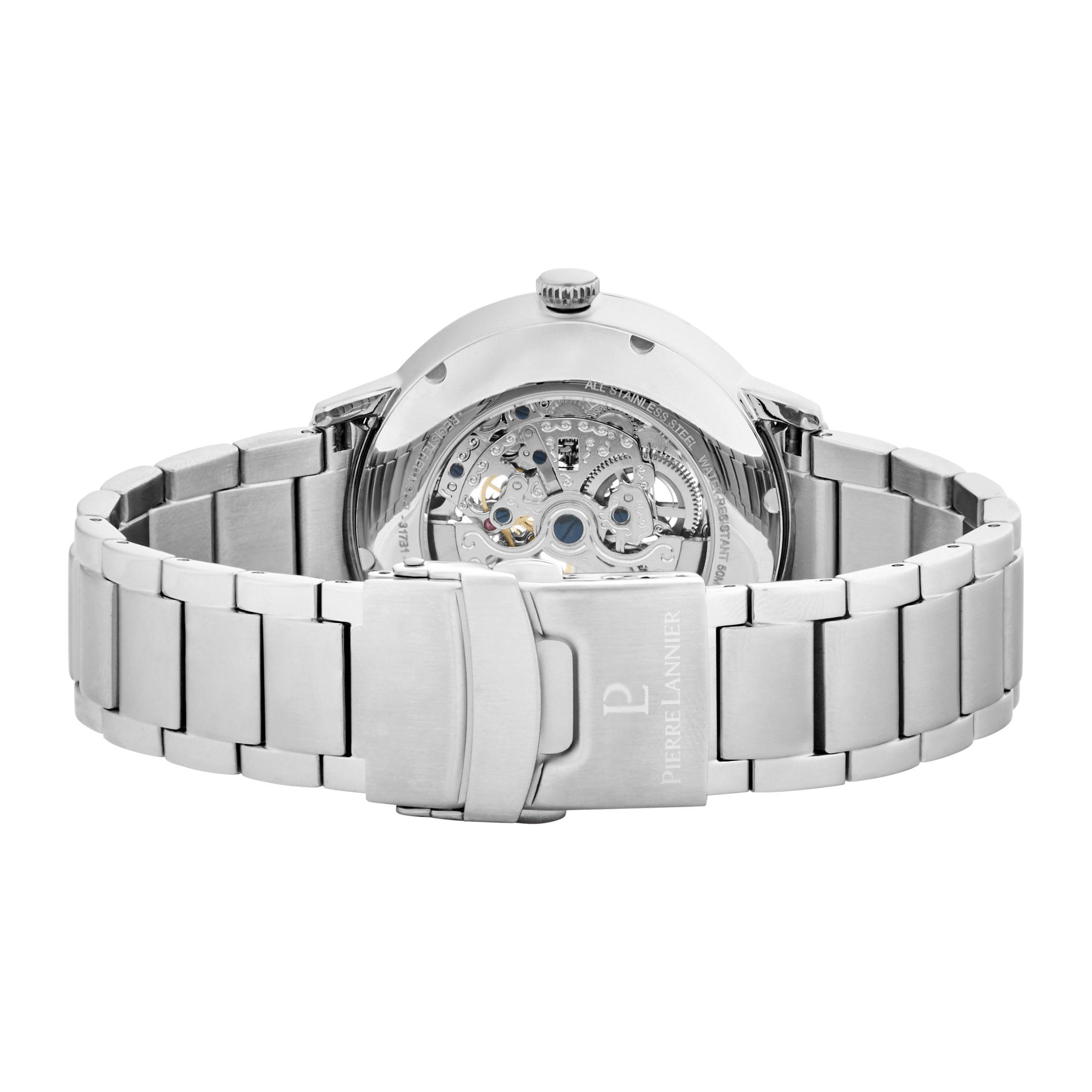 pierre-lannier-317b151-montre-automatique-squelette-bordeaux-42-mm-acier-inoxyda image 6