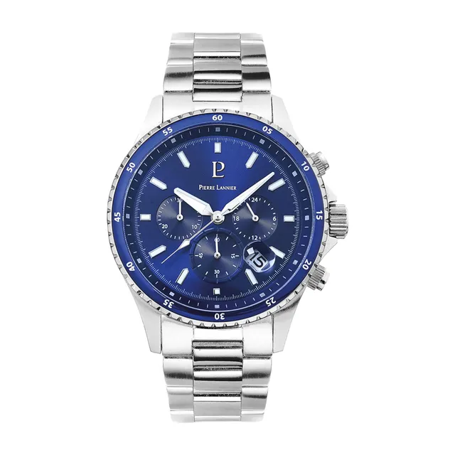 pierre-lannier-cronos-chronographe-bleu-43-5-mm-acier-10-atm-montre-quartz image 1