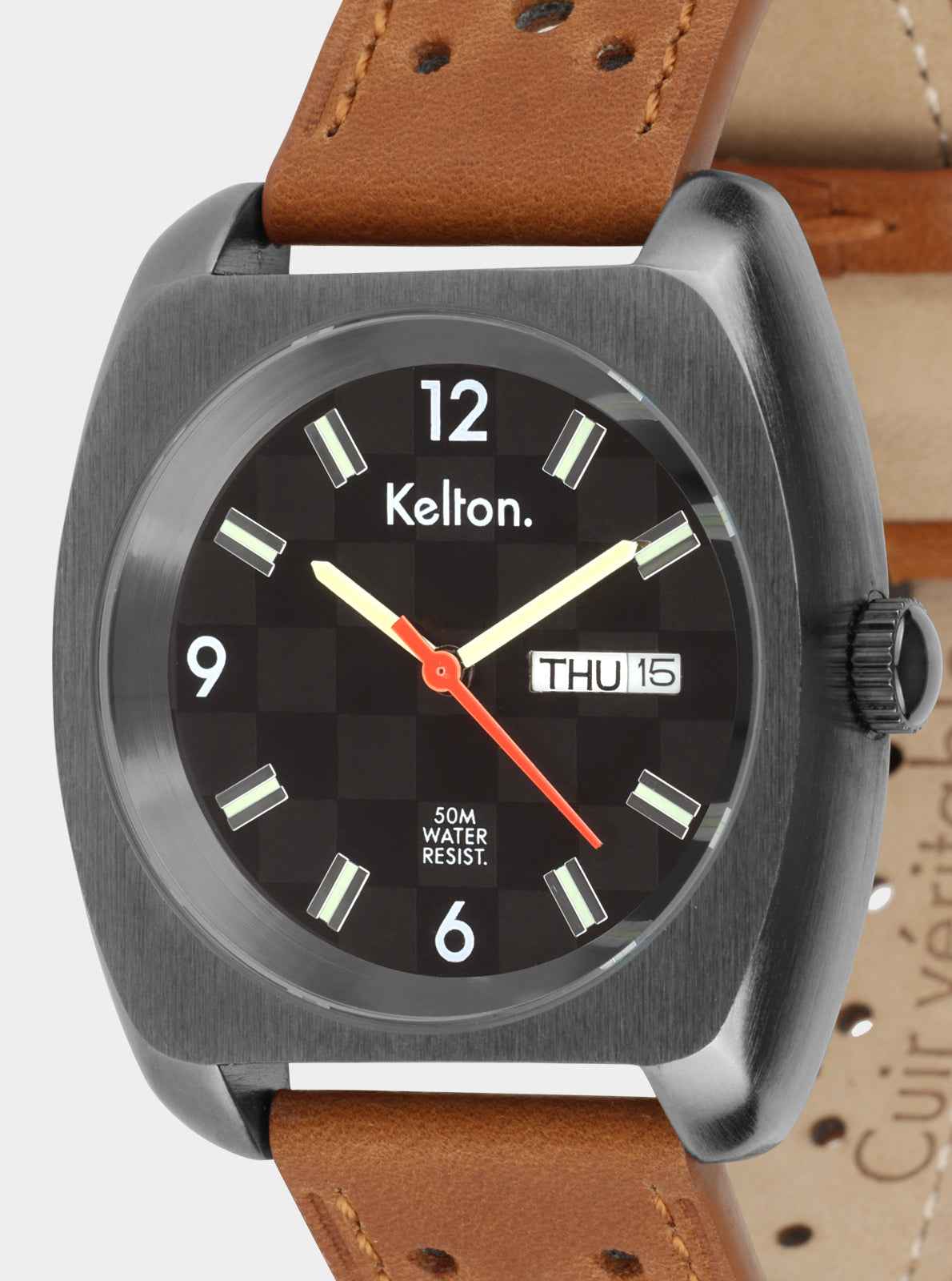 kelton-rc-22-damier-brown-montre-rallye-jour-date image 3