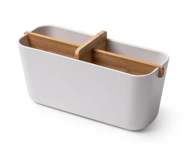 lexon-lh40w8-rangement-salle-de-bain-4-compartiments-bambou-blanc-21-x-8-x-8-8-c image 1