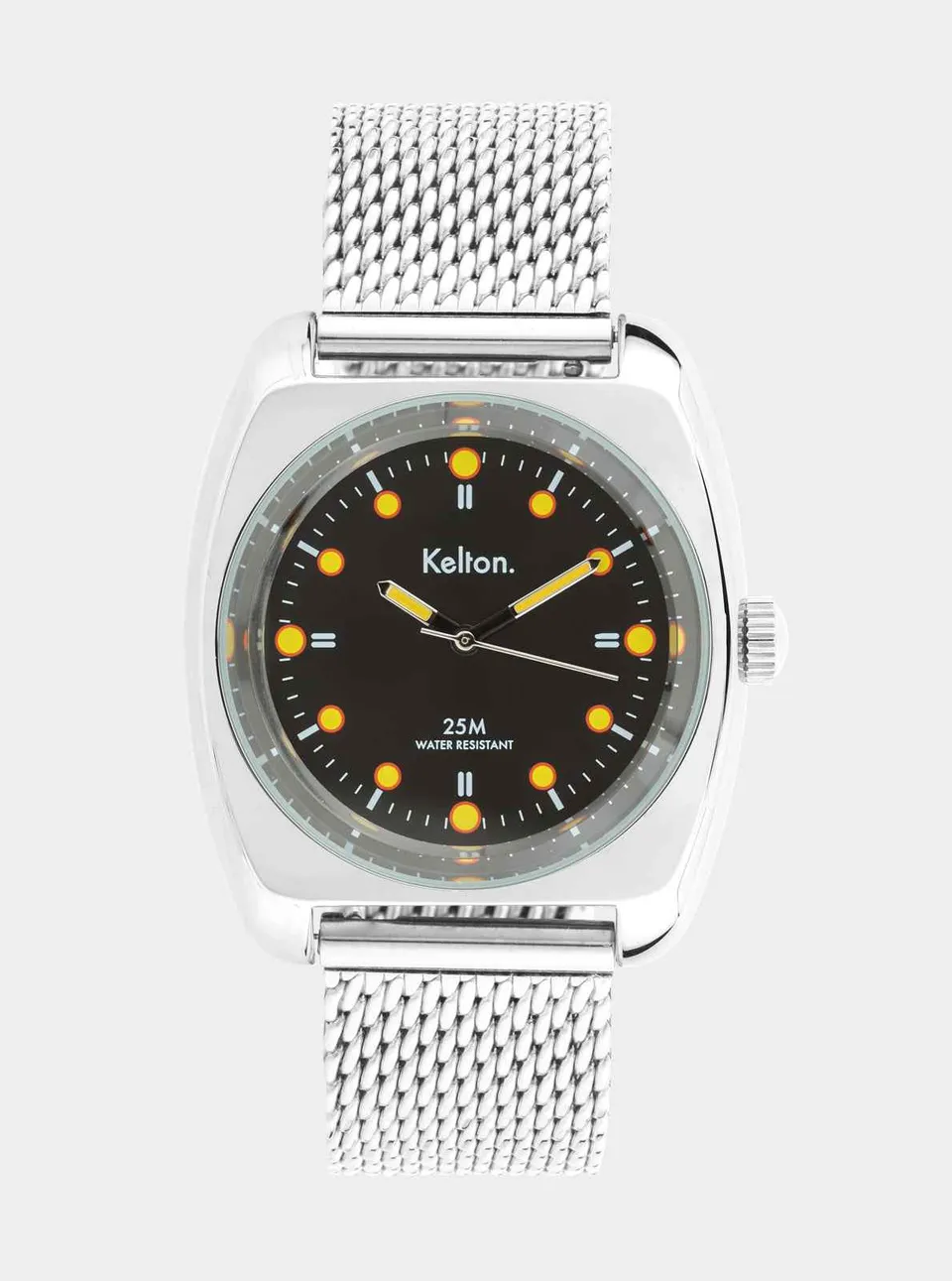 kelton-rc2-montre-quartz-noir-jaune-bracelet-maille-milanaise image 1