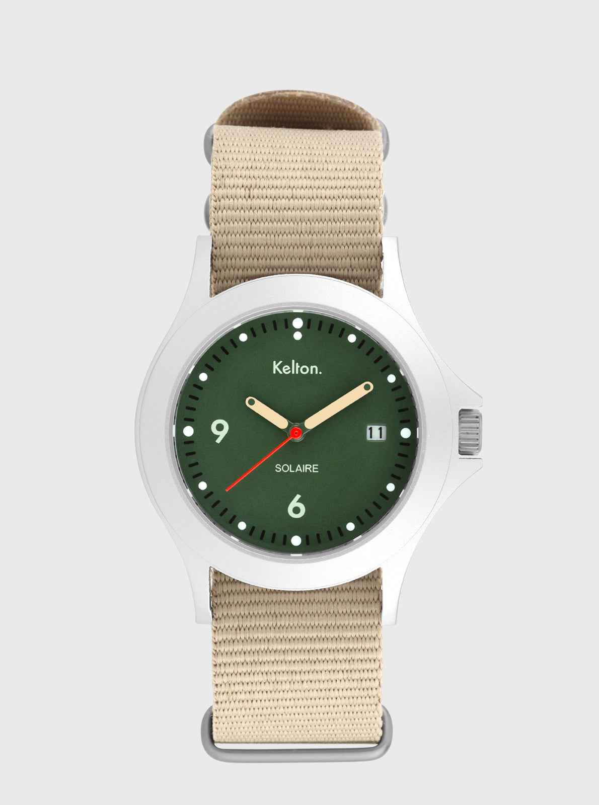 kelton-solaire-soleil-vert-montre-solaire-bracelet-nato image 1