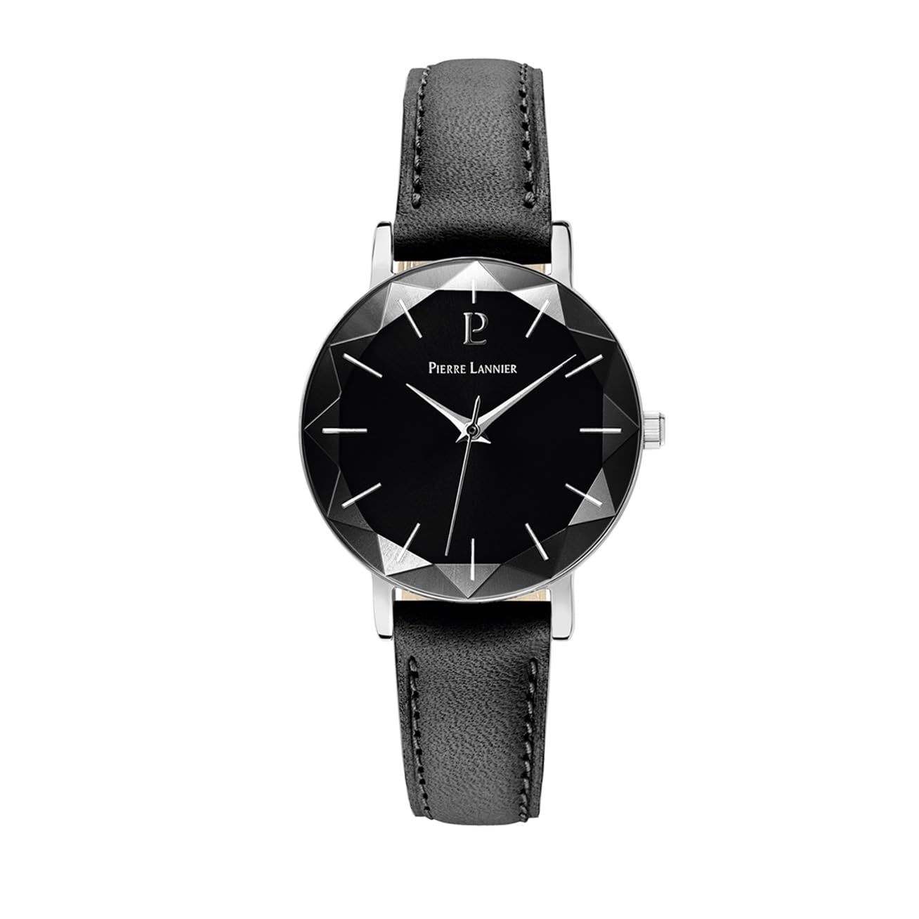 pierre-lannier-multiples-009m633-montre-femme-acier-et-cuir-noir image 1